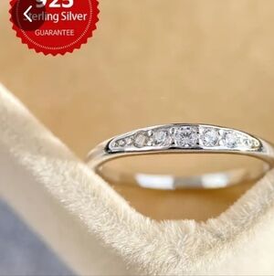 Elegant Silver Band with Clear Stones